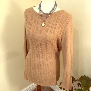 Soft camel colored oversized sweater. Cable knit